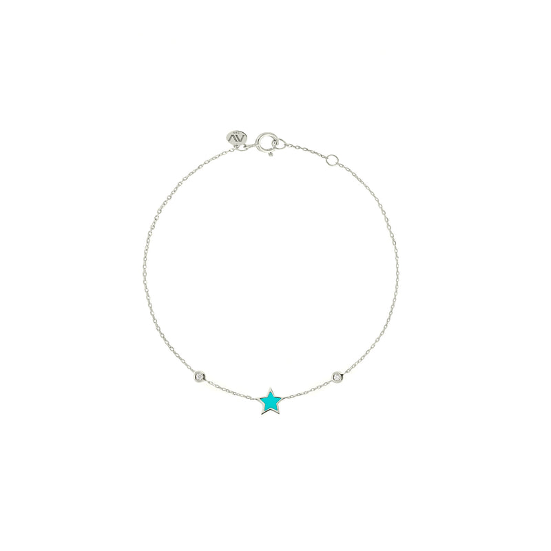 Blue Star 18K Whitegold Bracelet w. Diamonds