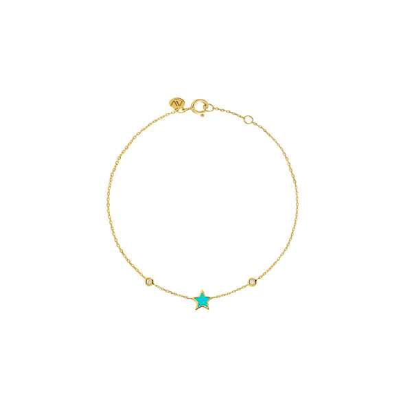 Blue Star 18K Gold Bracelet w. Diamonds