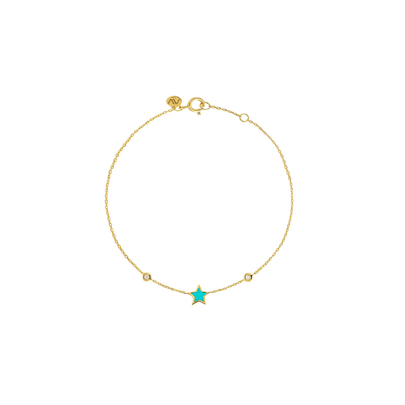 Blue Star 18K Gold Bracelet w. Diamonds