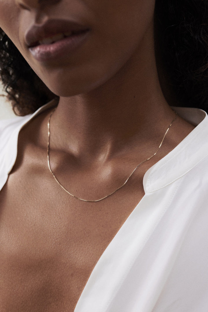 Box Chain 14k Gold Necklace