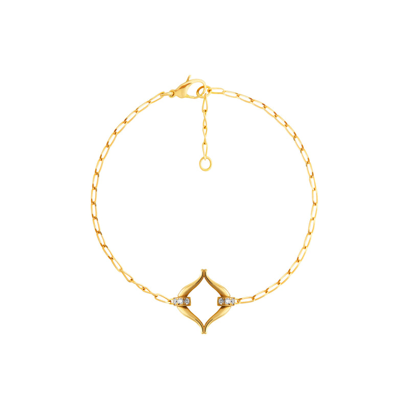 Eboris Link Paved 18K Gold Bracelet w.Diamonds