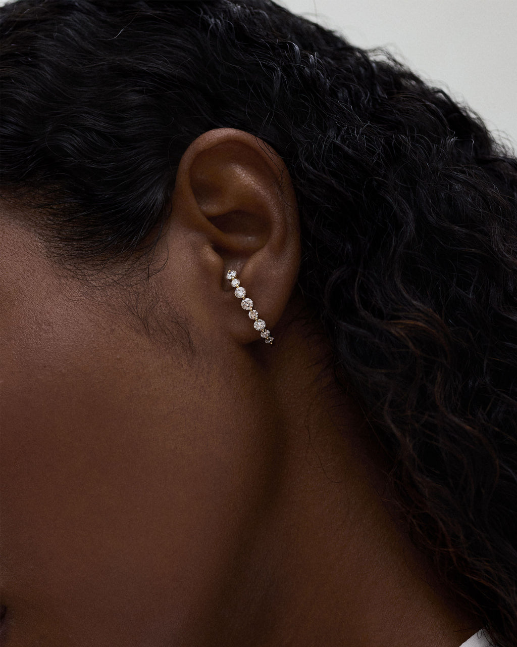 Brilliant Round Suspender 14k gold Earring w.Lab-Grown Diamonds