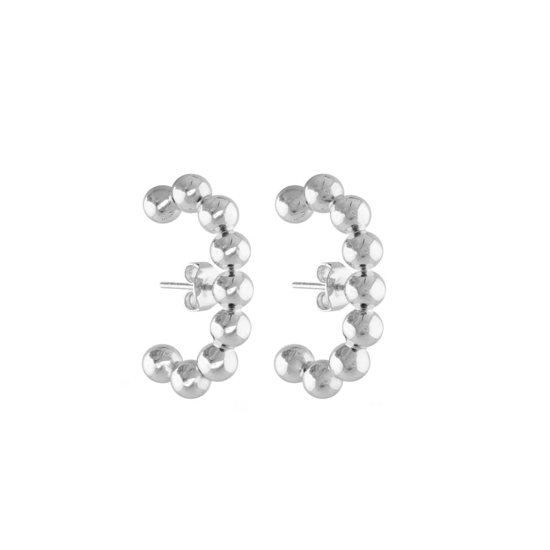 Bubble C Silver Hoops