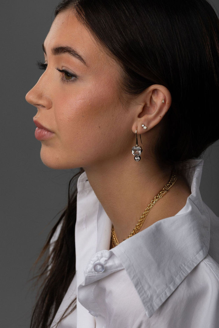 Bubble 14K Gold Studs w. Diamonds