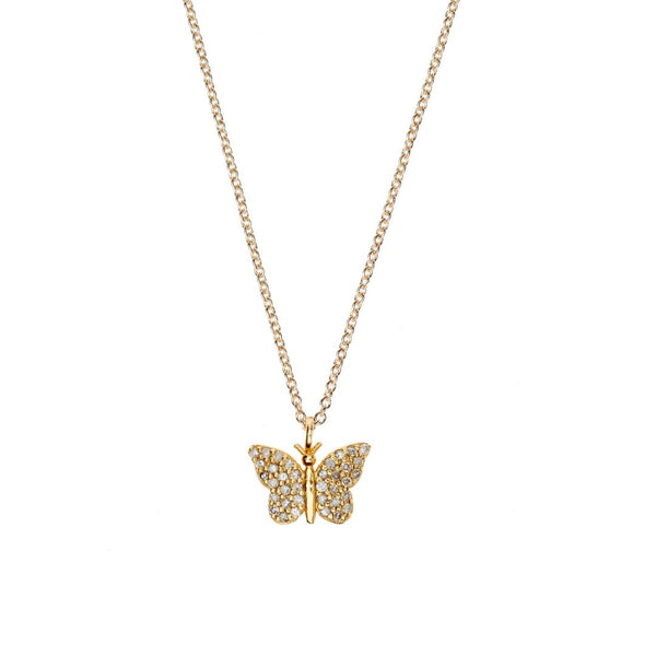 Butterfly Gold Plated Necklace w. Diamond