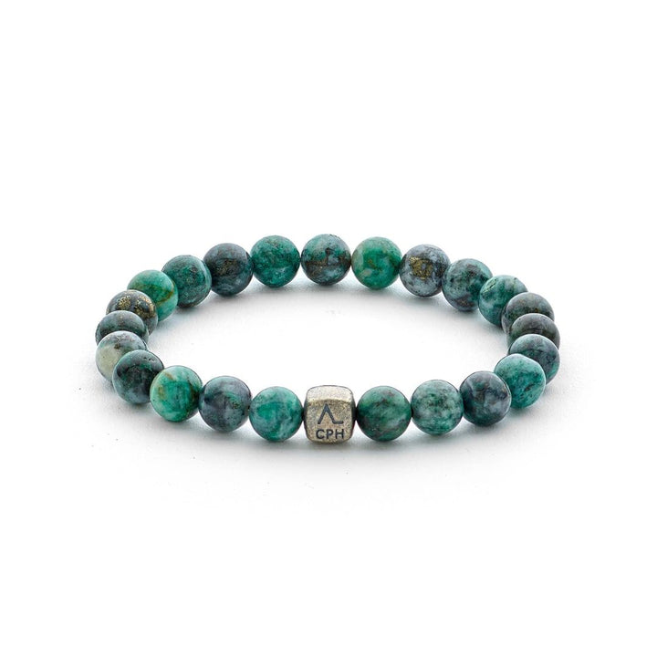 ColorUp Dioptase 8mm Silver Bracelet