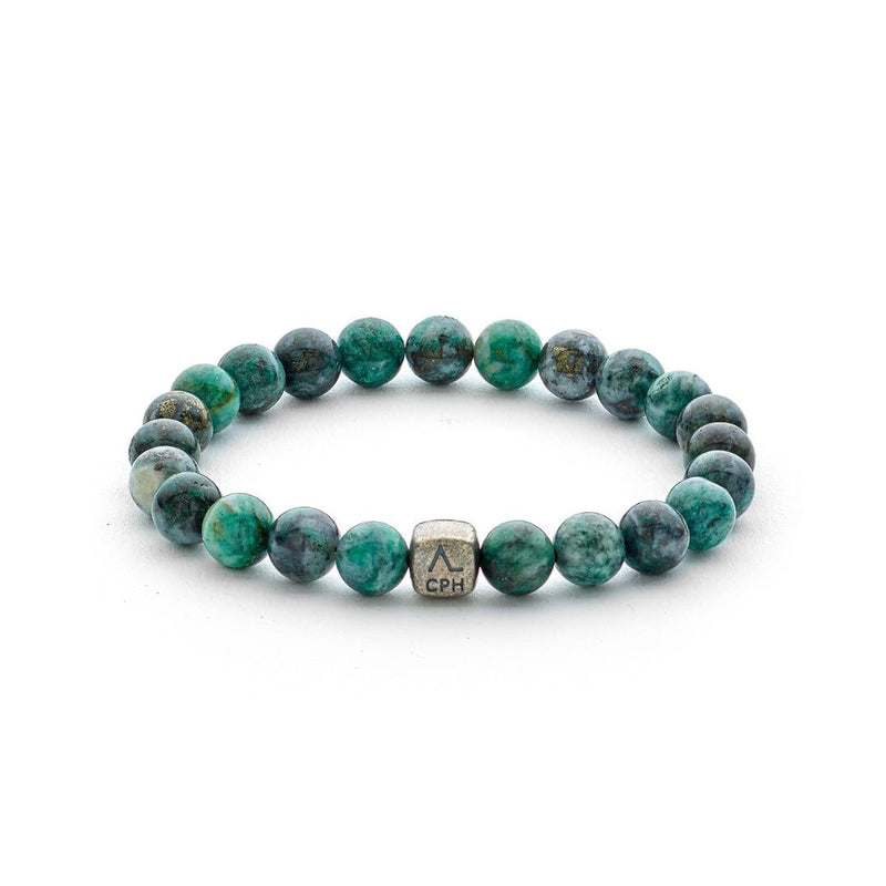 ColorUp Dioptase 8mm Sølv Armbånd