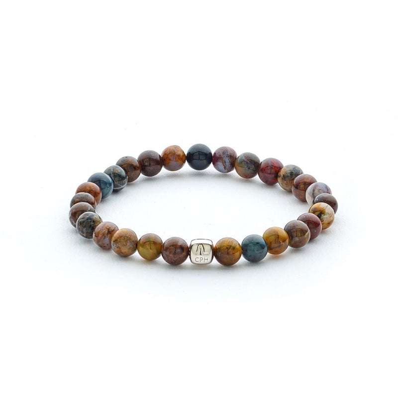 ColorUp Pietersite 6mm Sølv Armbånd