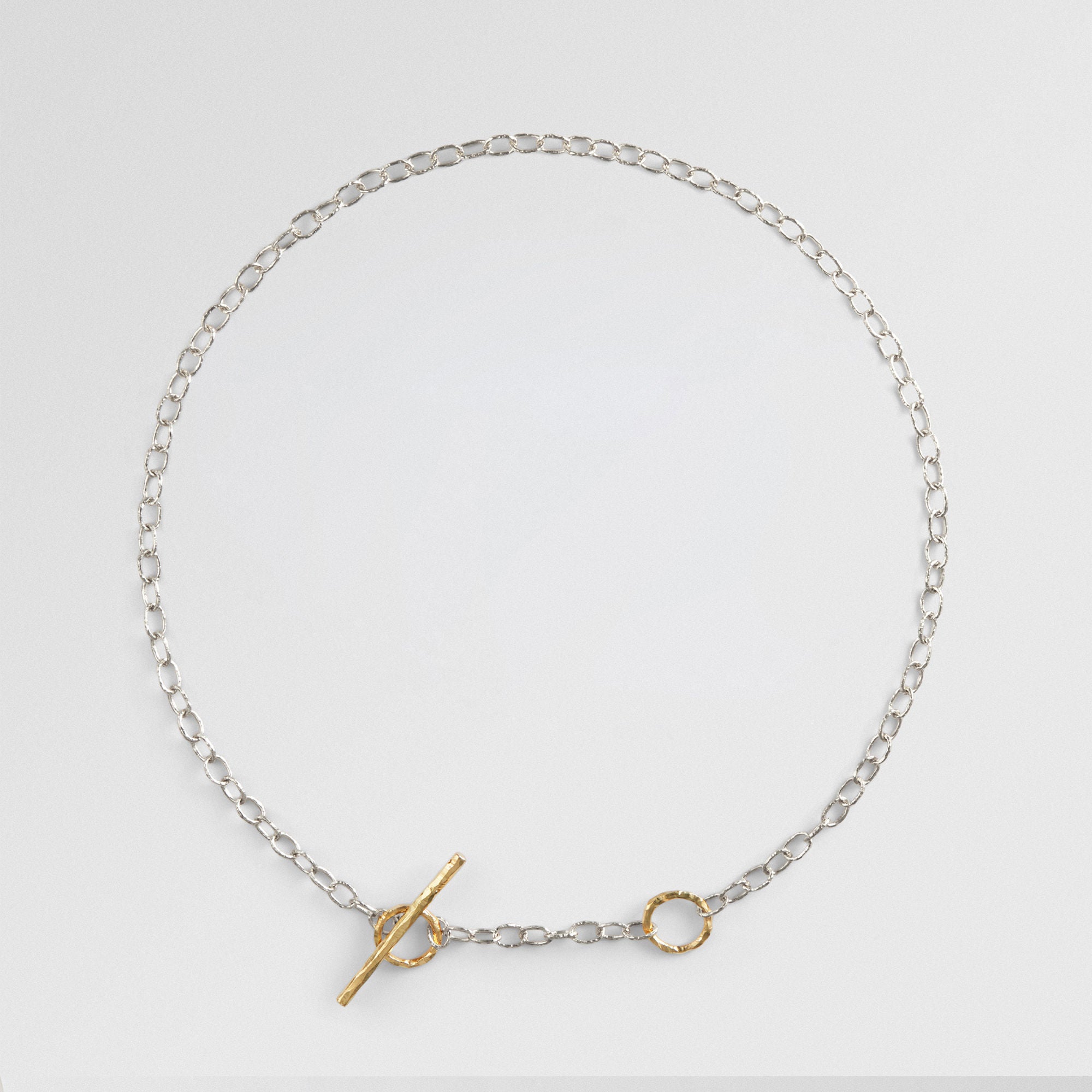 T - Chain 18K Gold & Silver Necklace 44cm