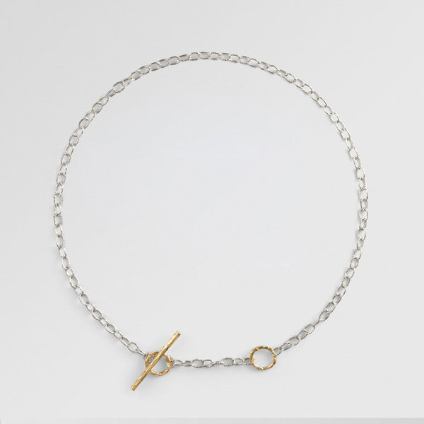T - Chain 18K Gold & Silver Necklace 44cm