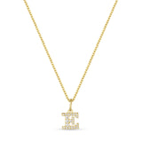 Petite Letter E Gold Vermeil Necklace w. Zirconias