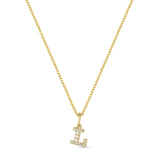 Petite Letter L Gold Vermeil Necklace w. Zirconias