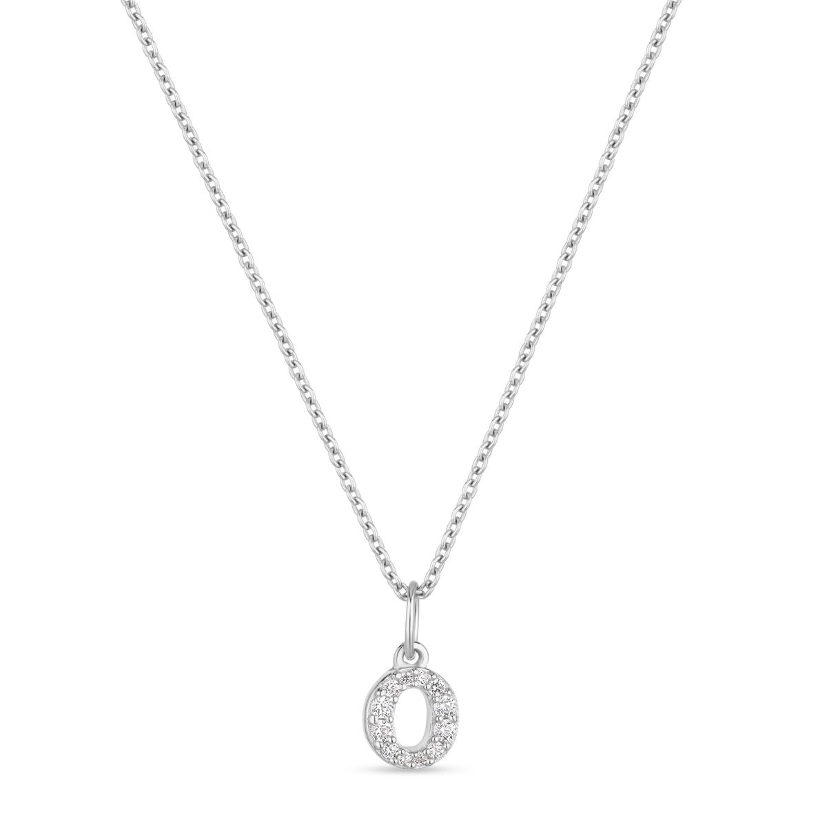 Petite Letter O Silver Necklace w. Zirconias