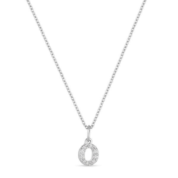 Petite Letter O Silver Necklace w. Zirconias