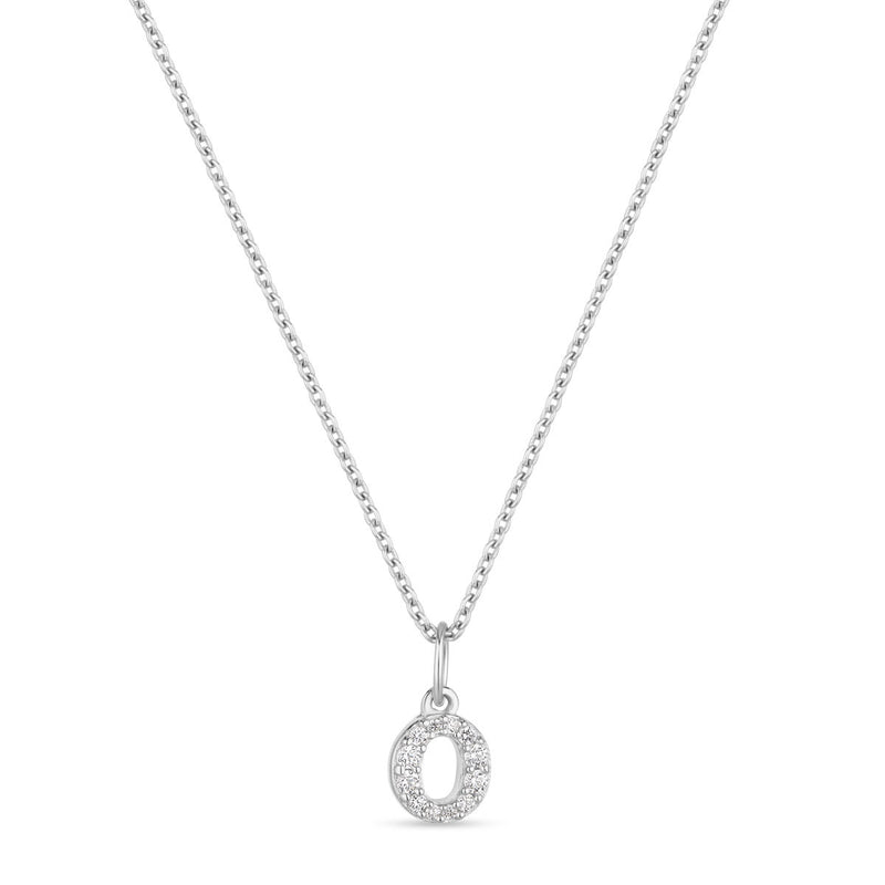 Petite Letter O Silver Necklace w. Zirconias