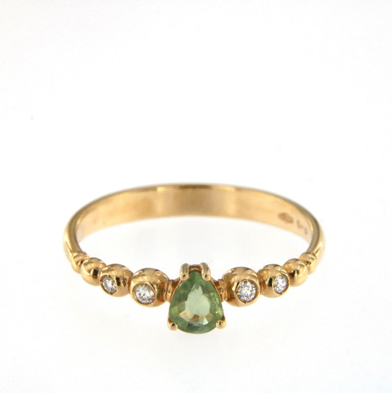 Bubble 18K Rose Gold Ring w. Diamonds & Green Sapphire