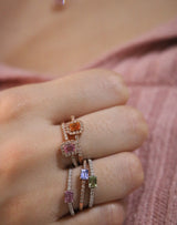 Candy 18K Hvidguld Ring m. Diamanter & Pink Safir