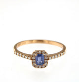 Candy 18K Rosaguld Ring m. Diamanter & Blå Safir