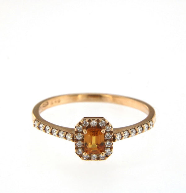 Candy 18K Rosaguld Ring m. Diamanter & Orange Safir