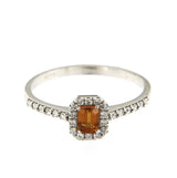 Candy 18K Hvidguld Ring m. Diamanter & Orange Safir