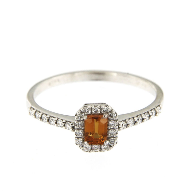 Candy 18K White Gold Ring w. Diamonds & Orange Sapphire