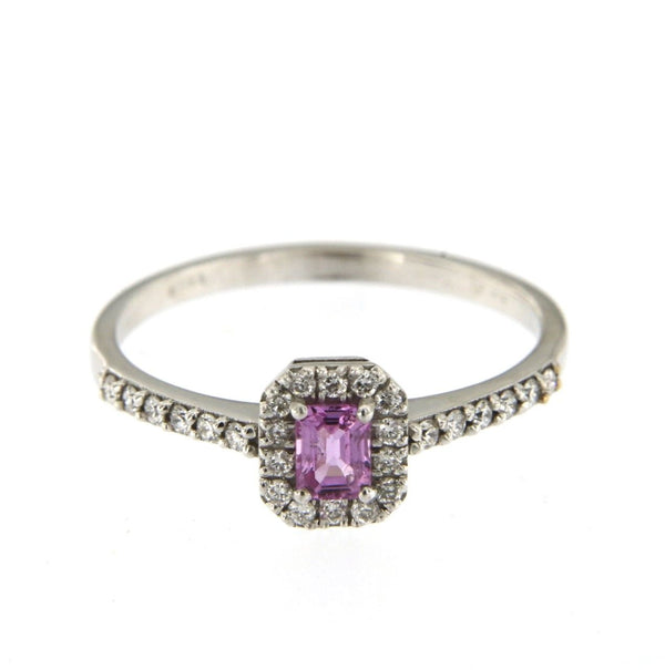 Candy 18K White Gold Ring w. Diamonds & Pink Sapphire