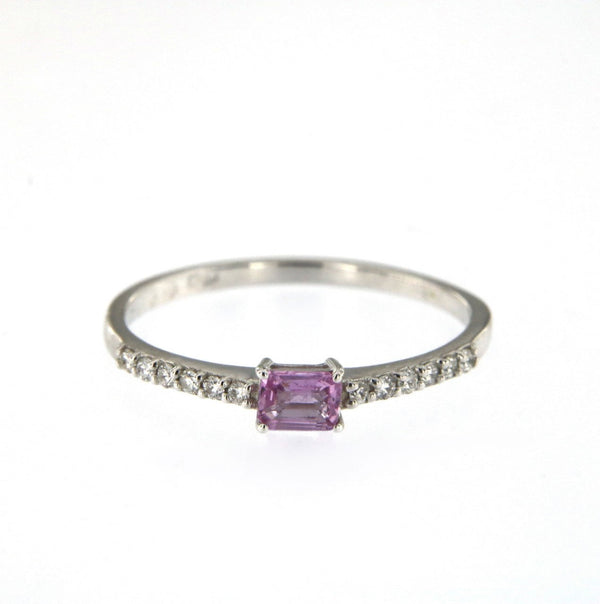 Candy 18K Hvidguld Ring m. Pink Safir & Diamanter