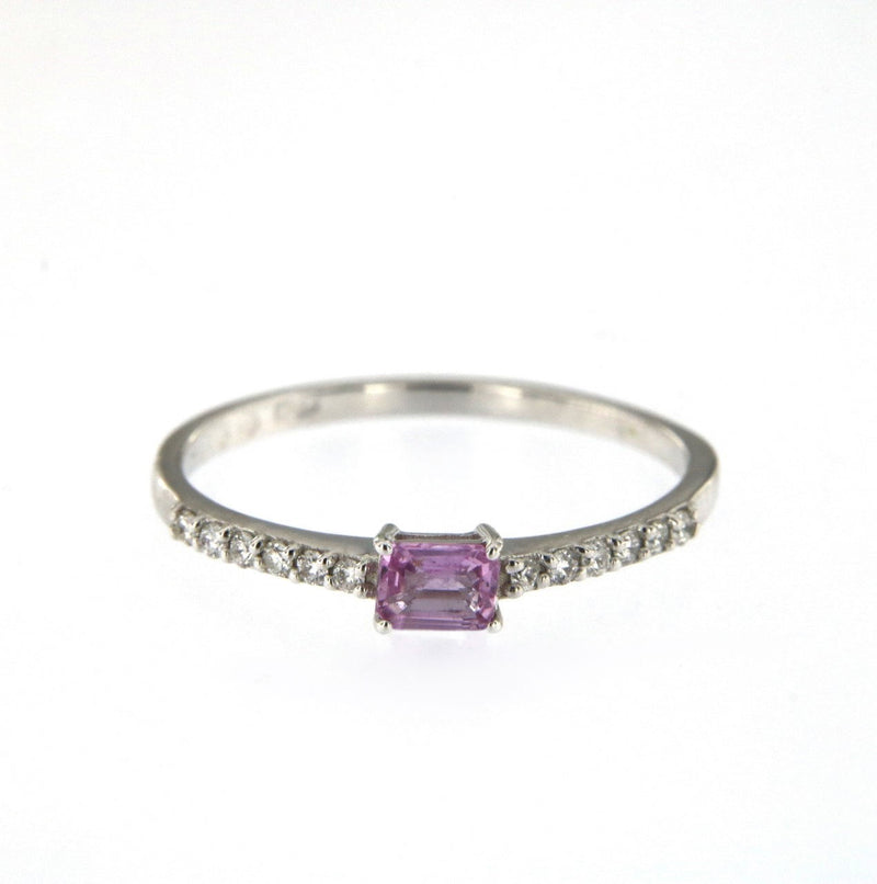 Candy 18K White Gold Ring w. Pink Sapphire & Diamonds