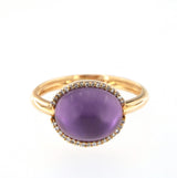 Cabouchon 18K Rose Gold w. Diamonds & Amethyst