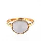 Cabouchon 18K Rose Gold w. Diamonds & Chalcedony