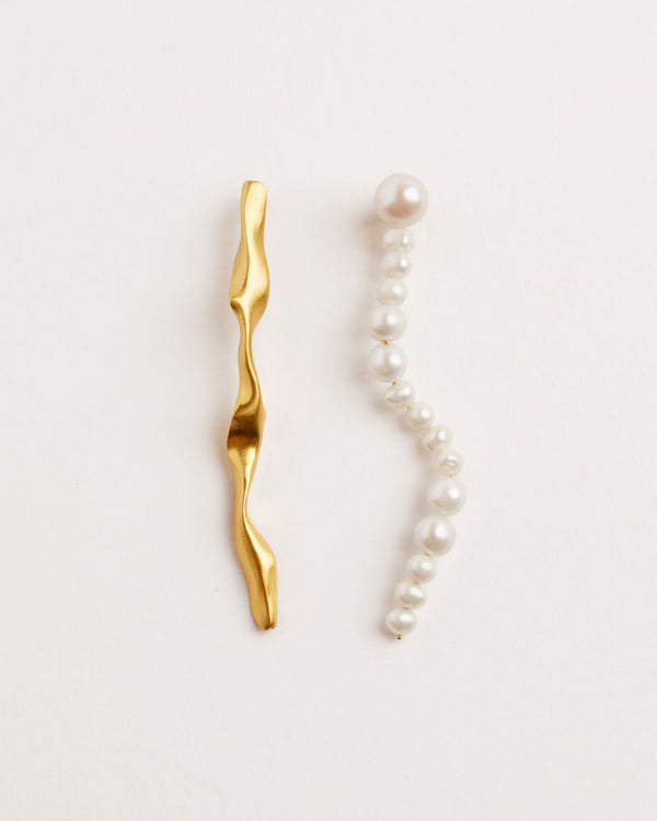 Trama Forgyldte Øreringe m. Ferskvandsperler