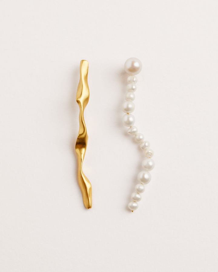 Trama Forgyldte Øreringe m. Ferskvandsperler