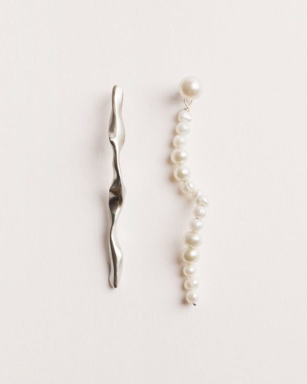 Trama Sølv Øreringe m. Ferskvandsperler