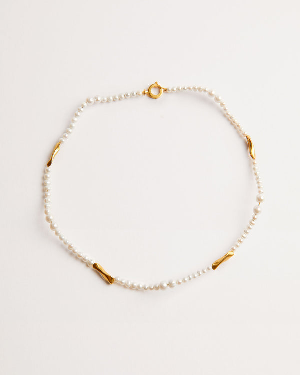 Veu Forgyldt Choker Halskæde m. Ferskvandsperler