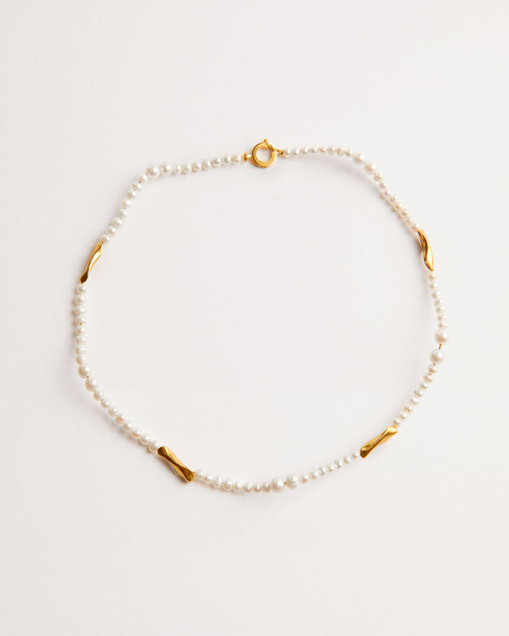 Veu Gold Plated Choker Necklace w. Freshwater Pearls