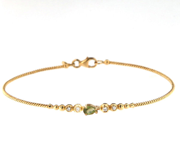 Bubble 18K Rose Gold Bracelet w. Diamonds & Green Sapphire