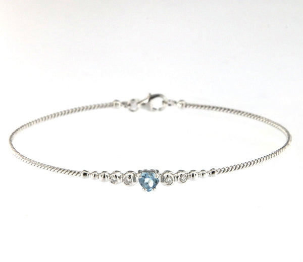 Bubble 18K White Gold Bracelet w. Diamonds & Blue Sapphire