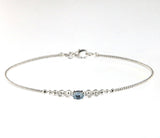 Bubble 18K White Gold Bracelet w. Diamonds & Blue Aquamarine