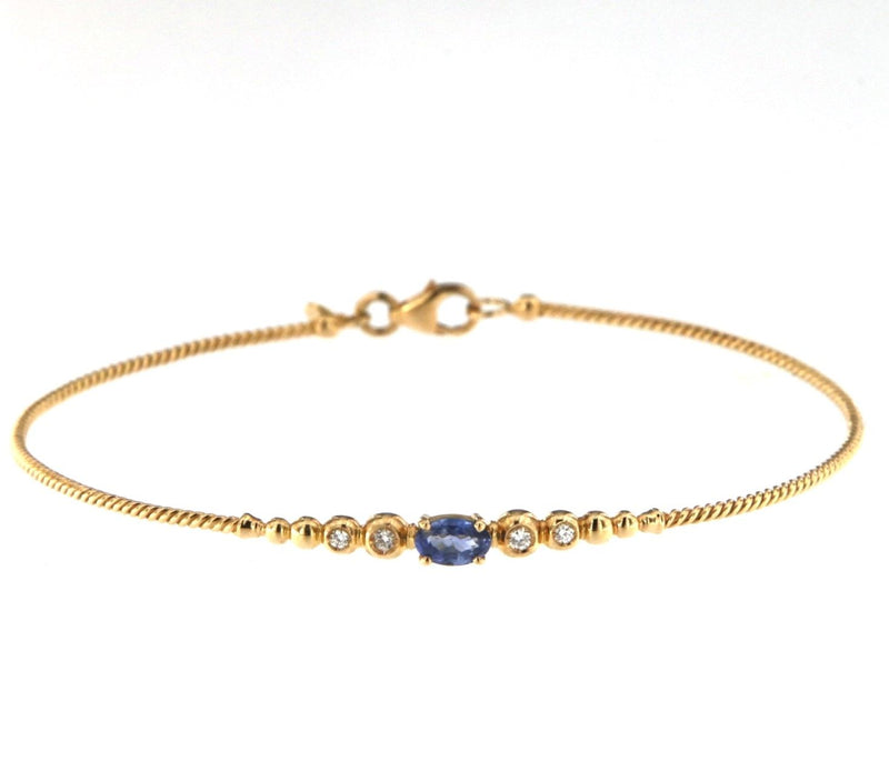 Bubble 18K Rose Gold Bracelet w. Diamonds & Blue Sapphire