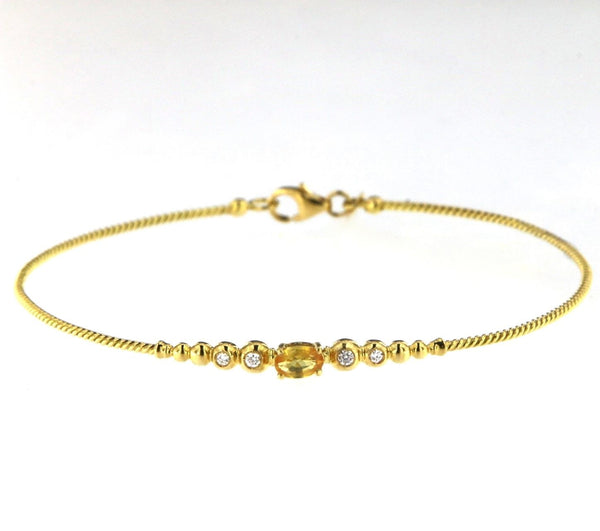 Bubble 18K Guld Armbånd m. Diamanter & Orange Safir