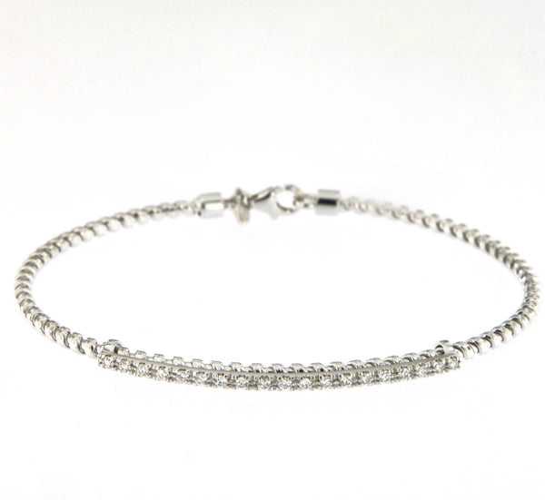 Tubogas Bar 18K White Gold Bracelet w. Diamonds