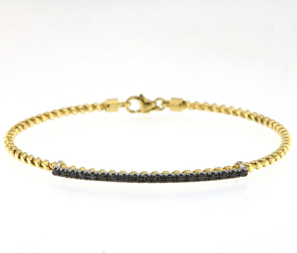 Tubogas 18K Gold Bracelet w. Black Diamonds