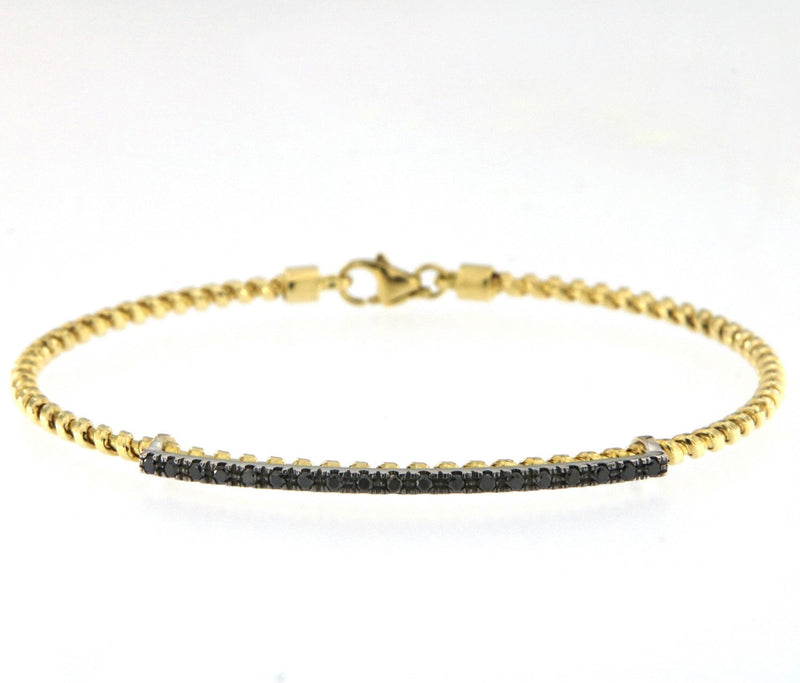 Tubogas 18K Gold Bracelet w. Black Diamonds