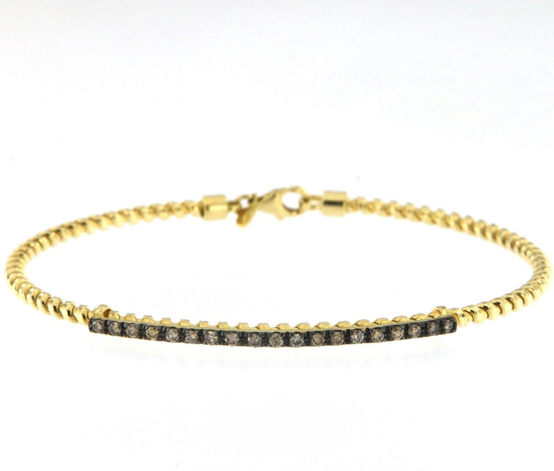 Tubogas 18K Gold Bracelet w. Brown Diamonds