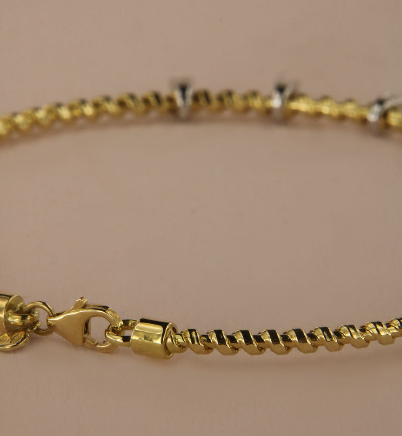 Tubogas 18K Gold Bracelet w. 5 Diamonds