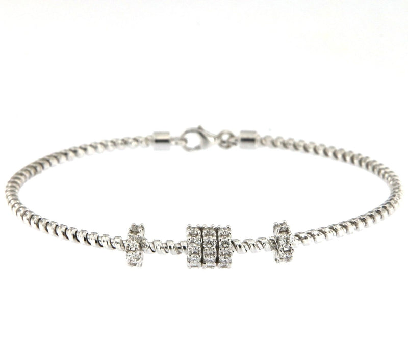 Tubogas Circle 18K White Gold Bracelet w. Diamonds