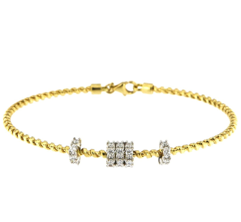 Tubogas Circle 18K Gold Bracelet w. Diamonds