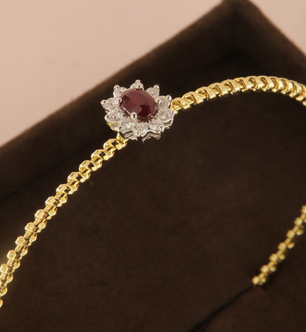 Tubogas 18K Gold Bracelet w. Diamonds & Ruby