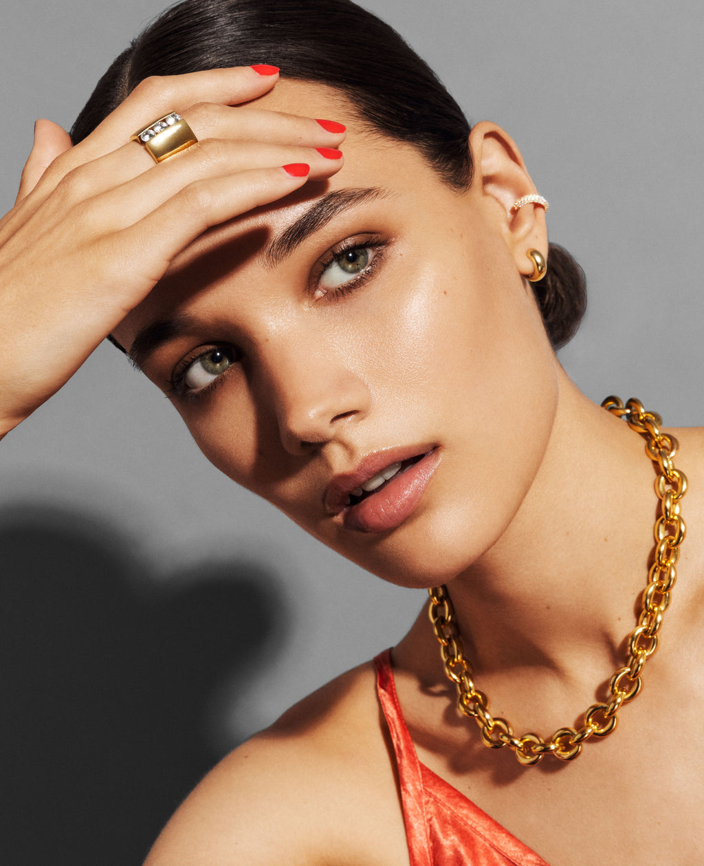 Chunky Link Forgyldt Halskæde m. Spinel