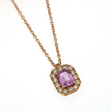 Candy 18K Rose Gold Necklace w. Diamonds & Pink Sapphire